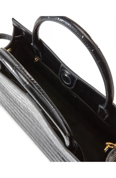 Veronica Beard Dash Belted Croc-embossed Leather Shoulder Bag In Pattern