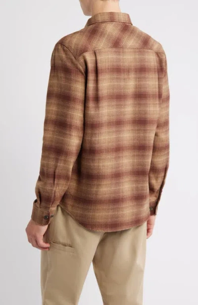 Brixton Bowery Plaid Flannel Button-up Shirt In Brown