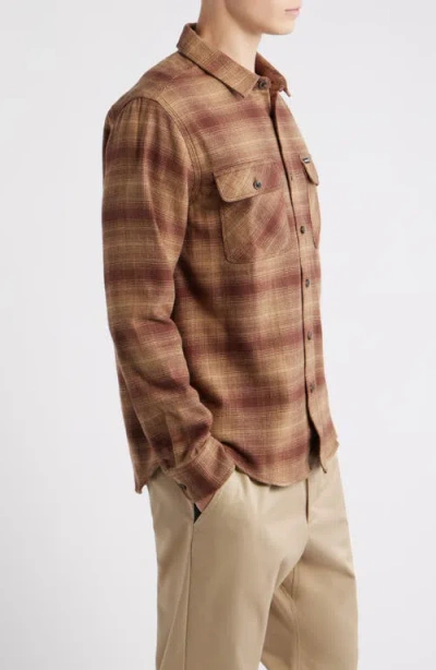 Brixton Bowery Plaid Flannel Button-up Shirt In Brown