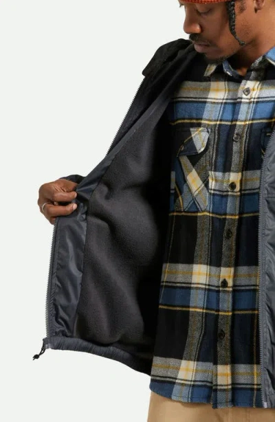 Brixton Claxton Parsons Arctic Fleece Lined Hooded Jacket In Black