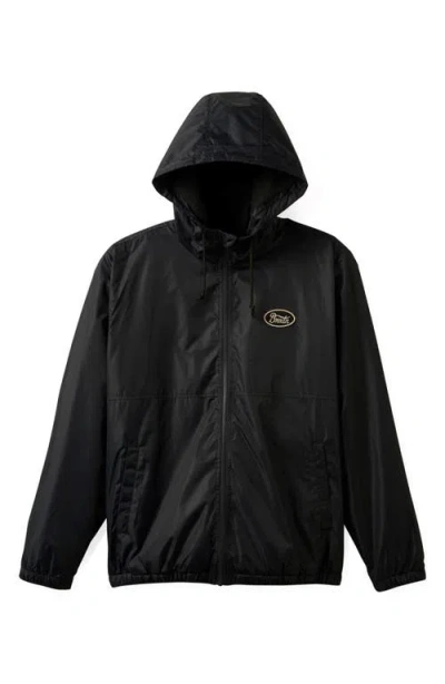 Brixton Claxton Parsons Arctic Fleece Lined Hooded Jacket In Black