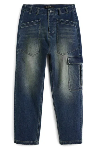 Desigual Tapered Utility Jeans In Blue