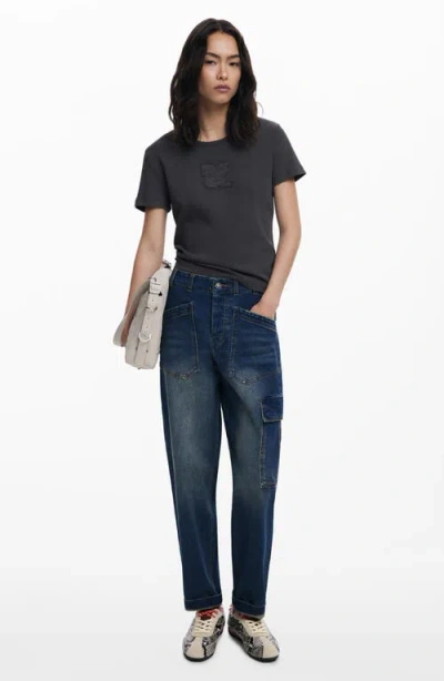 Desigual Tapered Utility Jeans In Blue