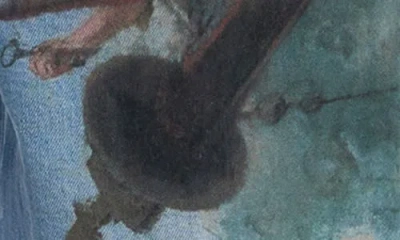 Desigual Printed Barrel Leg Jeans In Blue