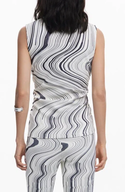 Desigual Distorted Stripe Mock Neck Tank In Multi