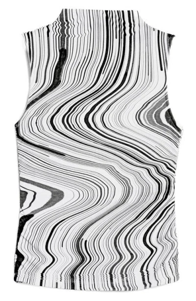 Desigual Distorted Stripe Mock Neck Tank In Multi