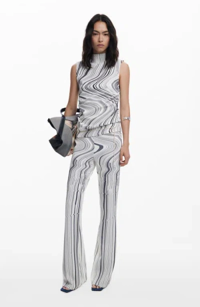 Desigual Distorted Stripe Mock Neck Tank In Multi