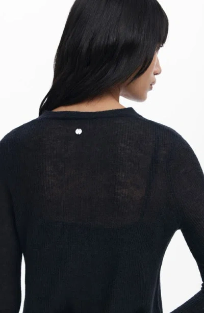 Desigual Mixed Media Long Sleeve Midi Dress In Black