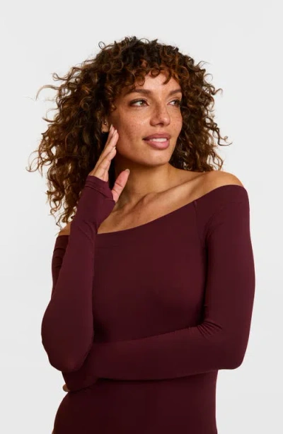 Commando Ballet Off-shoulder Microfiber Bodysuit In Purple