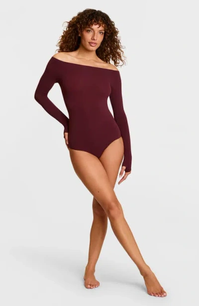 Commando Ballet Off-shoulder Microfiber Bodysuit In Purple