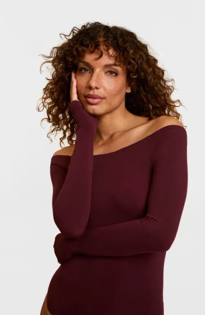 Commando Ballet Off-shoulder Microfiber Bodysuit In Purple