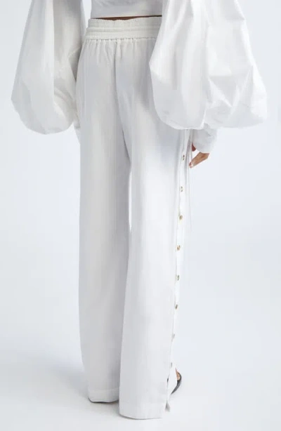 Zimmermann Rebellion Cotton Poplin Wide Leg Button Pants In White