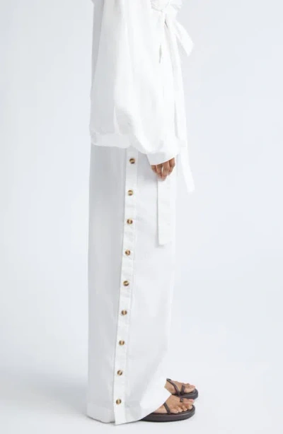 Zimmermann Rebellion Cotton Poplin Wide Leg Button Pants In White