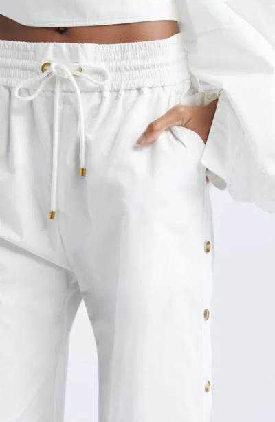 Zimmermann Rebellion Cotton Poplin Wide Leg Button Pants In White