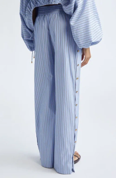 Zimmermann Womens Stripe Snap-button Woven Trousers Hydrangea Stripe Xxs In Blue