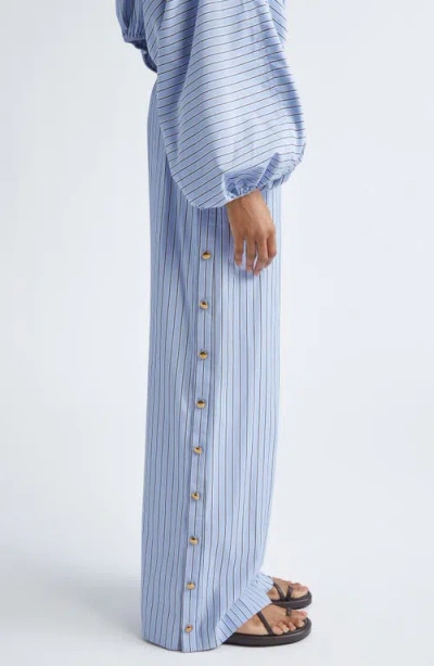 Zimmermann Womens Stripe Snap-button Woven Trousers Hydrangea Stripe Xxs In Blue
