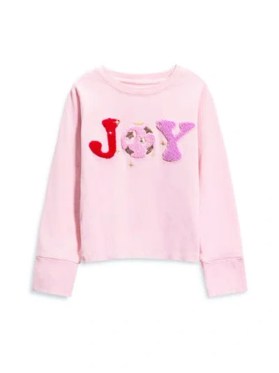 Preppy Goose Joy Applique Long Sleeve T-shirt In Pink