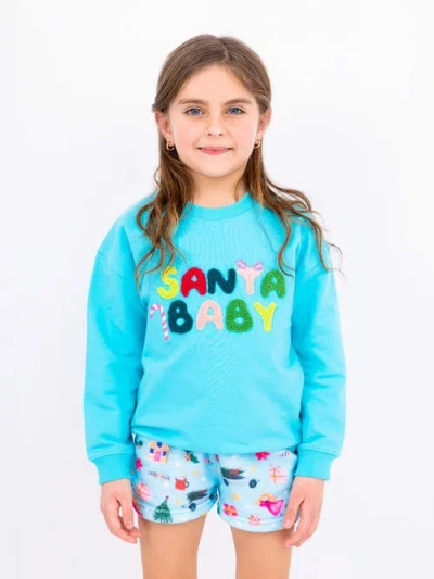 Preppy Goose Santa Baby Applique Sweatshirt In Blue