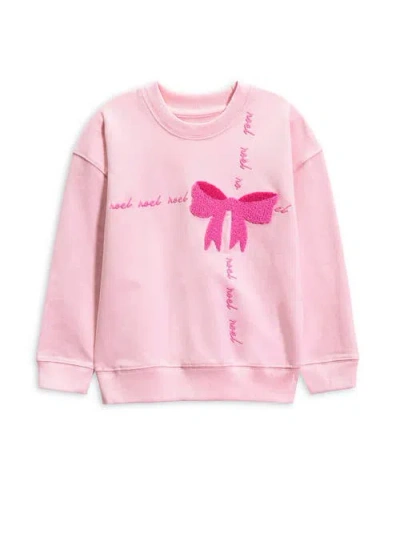 Preppy Goose Holiday Bow Noel Sweatshirt In Pink
