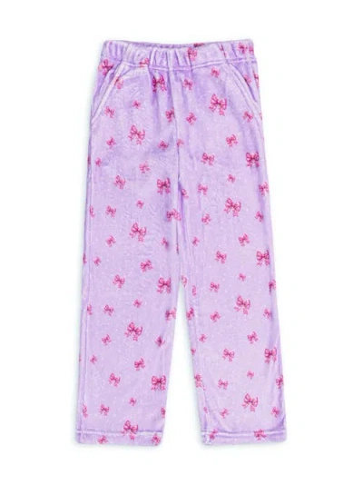 Preppy Goose Plush Holiday Bows Loungewear Pant In Purple