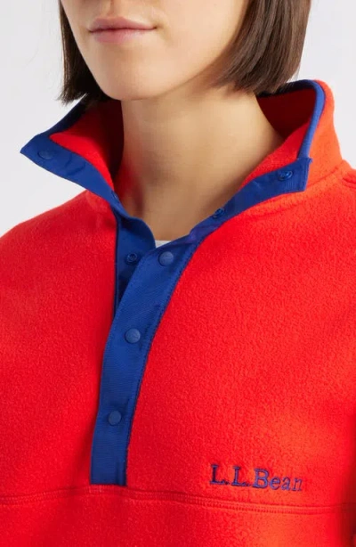 L.l.bean Classic Fleece Half Snap Pullover In Red