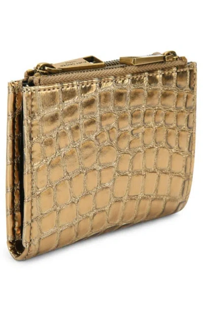 Kurt Geiger London Chelsea Metallic Leather Card Holder In Brown