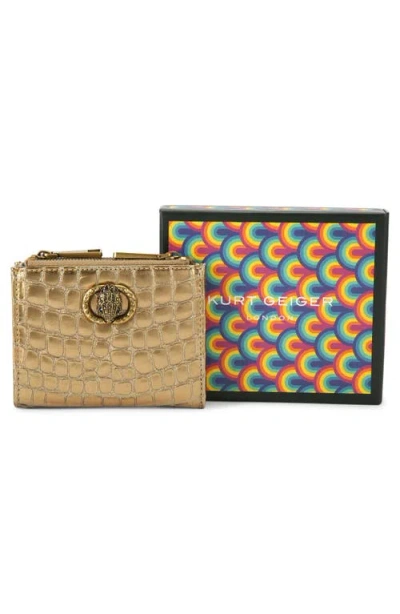 Kurt Geiger London Chelsea Metallic Leather Card Holder In Brown