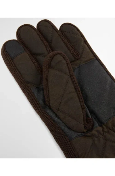 Barbour Westerndale Quilted Touchscreen Gloves In Brown