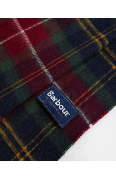 Barbour Tartan Scarf In Wool And Cashmere In Black