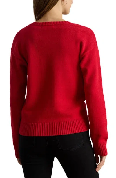 Ralph Lauren Lauren  Intarsia Foxhound Cotton Sweater In Red
