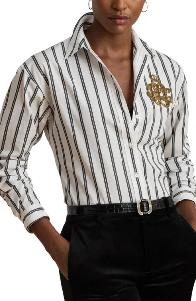 Ralph Lauren Women's Relaxed Fit Striped Shirt In White