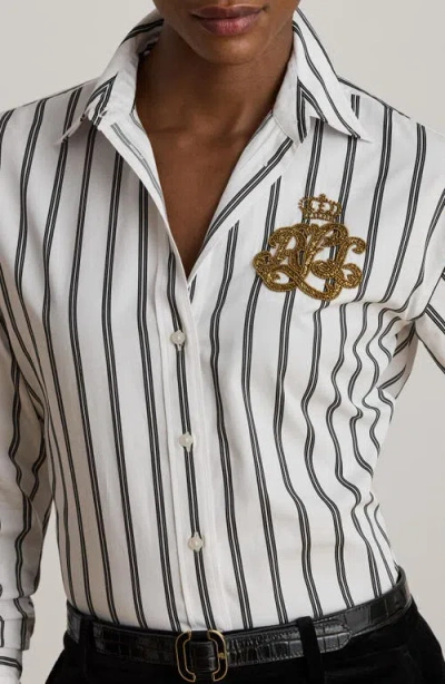 Ralph Lauren Women's Relaxed Fit Striped Shirt In White