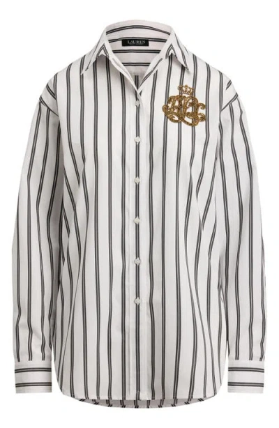 Ralph Lauren Women's Relaxed Fit Striped Shirt In White