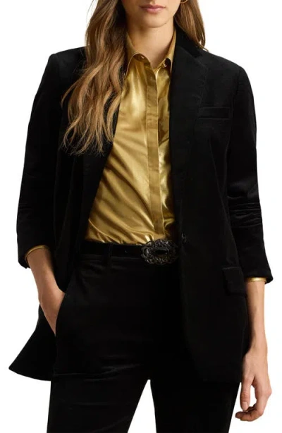 Ralph Lauren Women's Long Sleeve Velvet Blazer In Black