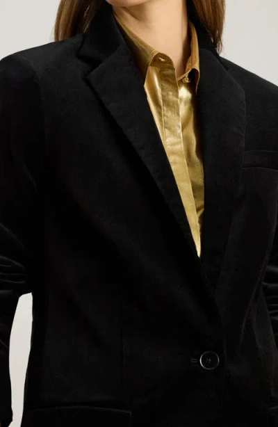 Ralph Lauren Women's Long Sleeve Velvet Blazer In Black