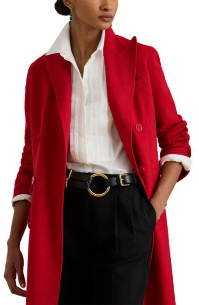 Ralph Lauren Women's Double Breasted Long Sleeve Coat In Red