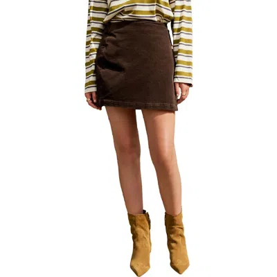 Next Corduroy Faux Wrap Miniskirt In Brown