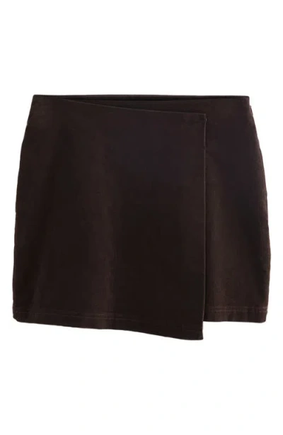 Next Corduroy Faux Wrap Miniskirt In Brown