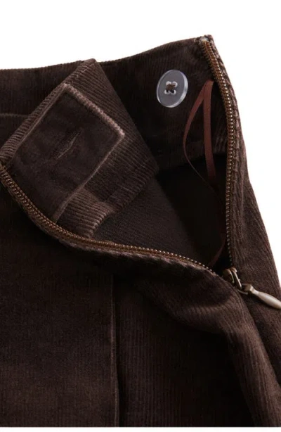 Next Corduroy Faux Wrap Miniskirt In Brown