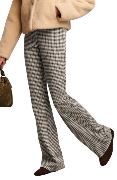 Next Houndstooth Check Bootcut Pants In Brown