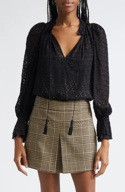 Veronica Beard Metallic Maxime Blouse In Black