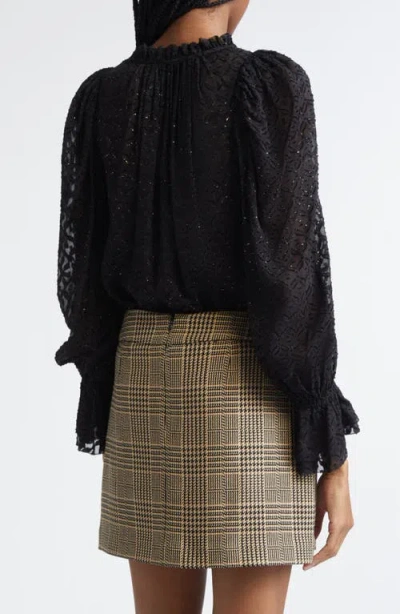 Veronica Beard Metallic Maxime Blouse In Black