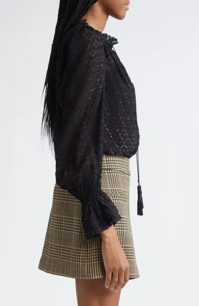 Veronica Beard Metallic Maxime Blouse In Black