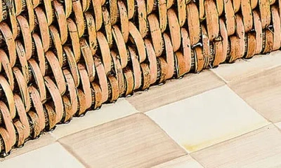 Mackenzie-childs Mackenzie Childs Large Mocha Check Enamel & Rattan Tray In Brown