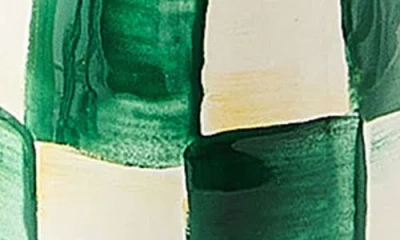 Mackenzie-childs Mackenzie Childs Emerald Check Large Enameled Steel Candleholder In Green
