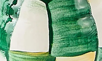 Mackenzie-childs Mackenzie Childs Emerald Check Small Enameled Steel Candleholder In Green