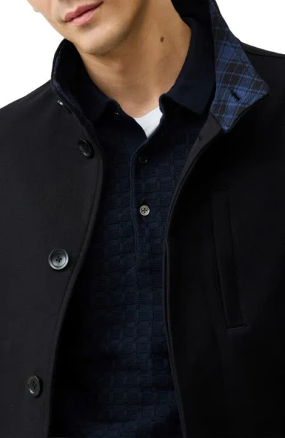 Rodd & Gunn Cain Flat Front Organic Cotton Twill Coat In Black