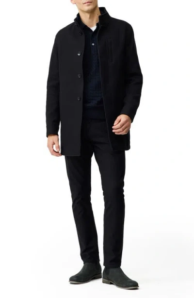 Rodd & Gunn Cain Flat Front Organic Cotton Twill Coat In Black