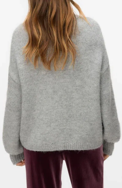 Vero Moda Vmilina Long Sleeve Handstitch Pullover Sweater In Gray