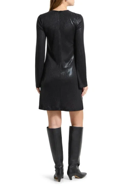 Marcella Adya Metallic Long Sleeve Minidress In Black